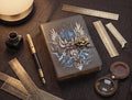 Winged Skull Journal | Ethereal Blue Flame Gothic Grimoire, Vintage Clasp Notebook